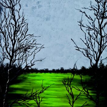 Painting titled "Green lake 1" by Daniel Urbaník, Original Artwork, Acrylic