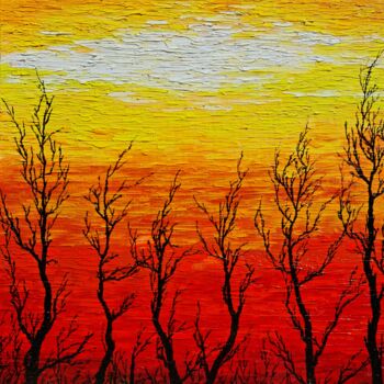 Malerei mit dem Titel "Sunny trees" von Daniel Urbaník, Original-Kunstwerk, Öl
