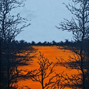 Malerei mit dem Titel "Sun in the lake 5" von Daniel Urbaník, Original-Kunstwerk, Acryl