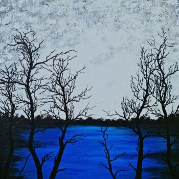 Schilderij getiteld "Blue Lake 2" door Daniel Urbaník, Origineel Kunstwerk, Acryl
