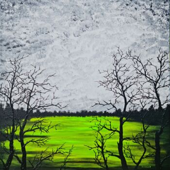 Painting titled "Green lake 2" by Daniel Urbaník, Original Artwork, Acrylic