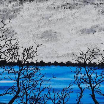Schilderij getiteld "Blue lake 4" door Daniel Urbaník, Origineel Kunstwerk, Acryl