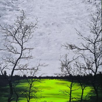 Malerei mit dem Titel "Green lake 3" von Daniel Urbaník, Original-Kunstwerk, Acryl