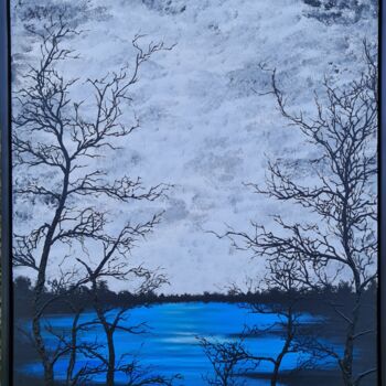 Schilderij getiteld "Blue lake 5" door Daniel Urbaník, Origineel Kunstwerk, Acryl