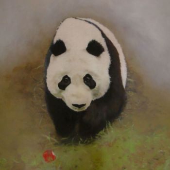 Schilderij getiteld "made in Panda" door Danihua, Origineel Kunstwerk, Olie