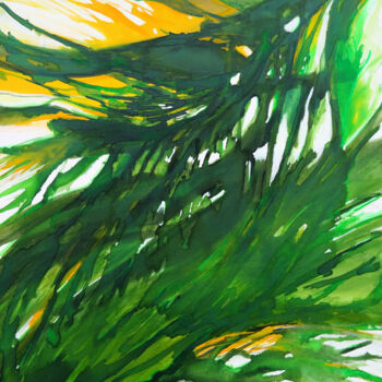 Painting titled "Trough jungle" by Danijela Dan, Original Artwork, Ink Mounted on Wood Stretcher frame