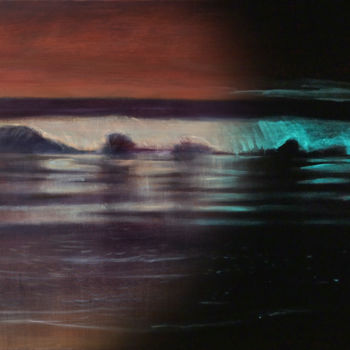 Schilderij getiteld "WHITE NOISE seascap…" door Masha Danilovskaia, Origineel Kunstwerk, Olie Gemonteerd op Frame voor houte…