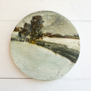 Malerei mit dem Titel "GRAY DAY winter oil…" von Masha Danilovskaia, Original-Kunstwerk, Öl Auf Keilrahmen aus Holz montiert