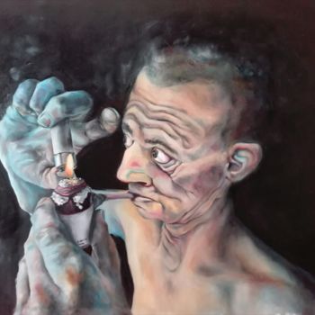 Peinture intitulée "Fumatore di crack" par Dpart, Œuvre d'art originale, Huile