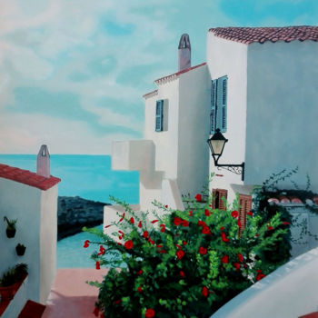 Painting titled "Menorca" by Danilo Orlandi, Original Artwork, Oil Mounted on Wood Panel