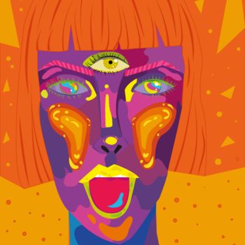 Digital Arts titled "Psychedelic girl" by Vidandi Daniele Agostinho, Original Artwork, Digital Painting