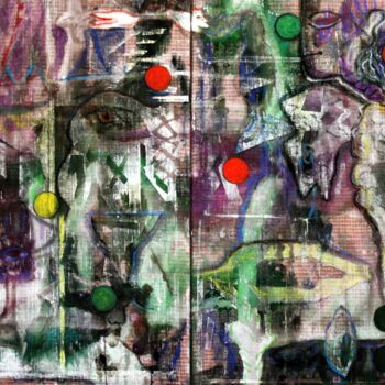 Текстильное искусство под названием "paintball" - Danjana Brandes, Подлинное произведение искусства, Акрил Установлен на Дер…