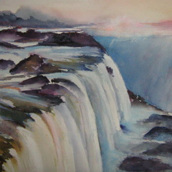 Peinture intitulée "Chutes de la rivièr…" par Dany, Œuvre d'art originale, Aquarelle