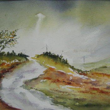 Painting titled "Brume automnale" by Dany, Original Artwork, Watercolor