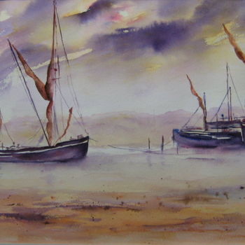 Peinture intitulée "Marine Améthyste et…" par Dany, Œuvre d'art originale, Aquarelle