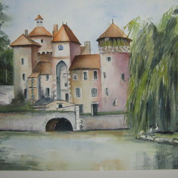 Painting titled "Château de Sercy en…" by Dany, Original Artwork, Watercolor