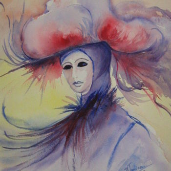 Painting titled "Qui êtes-vous ?" by Dany, Original Artwork, Watercolor