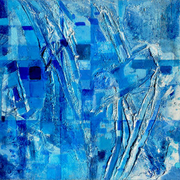 Peinture intitulée "BLUE DANSE" par Daniel Lanoux, Œuvre d'art originale, Collages