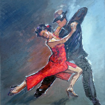 Painting titled "Danseurs" by Daniel Lanoux, Original Artwork, Oil