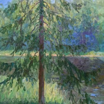 Painting titled "Blue morning" by Olga Goryunova, Original Artwork, Oil