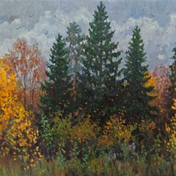 Painting titled "Autumn day" by Olga Goryunova, Original Artwork, Oil