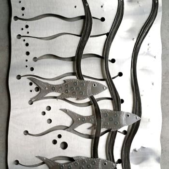Collagen mit dem Titel "3Fishes" von Dan M., Original-Kunstwerk, Andere
