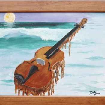 Pintura titulada "Melting Violin at M…" por Daniel Myers, Obra de arte original, Oleo