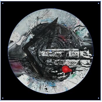 Painting titled "ROUND B/W. 2" by Danny Dandin, Original Artwork, Acrylic Mounted on Wood Stretcher frame