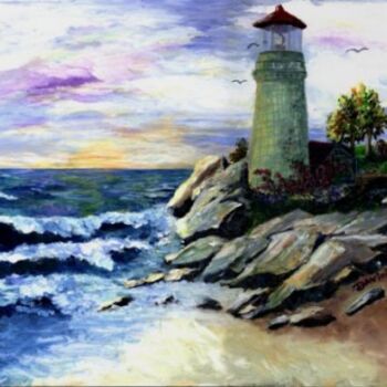 Malerei mit dem Titel "Autumn Lighthouse" von Danny Davini, Original-Kunstwerk