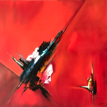 Ζωγραφική με τίτλο "Abstract Red" από Christiane Sandler, Αυθεντικά έργα τέχνης, Λάδι