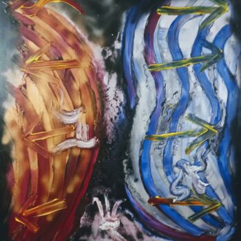 Pintura intitulada "Fire, Water and Ear…" por Daniel Shorkend, Obras de arte originais, Acrílico