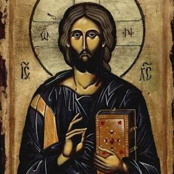 Painting titled "Iisus Pantocrator" by Dan Pura, Original Artwork