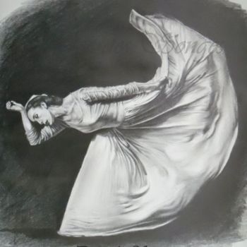 Рисунок под названием "Danseuse 2" - Danse Des Songes, Подлинное произведение искусства, Графит