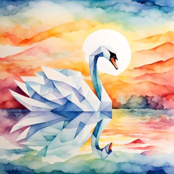 Digitale Kunst mit dem Titel "Lohengrin - The Swan" von Danta Albers, Original-Kunstwerk, Bleistift