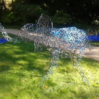 Skulptur mit dem Titel "Elephant Bleu" von Didier Dantras, Original-Kunstwerk