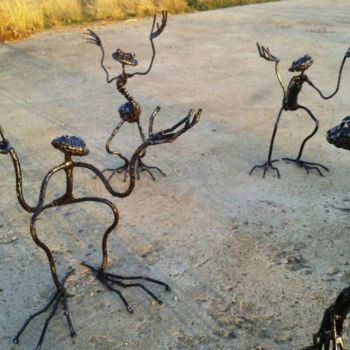 Sculpture intitulée "Les Grenouilles" par Didier Dantras, Œuvre d'art originale