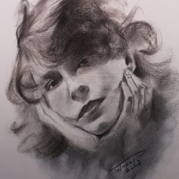 Drawing titled "Vintage" by Danut Lucian Tolnacs, Original Artwork, Charcoal