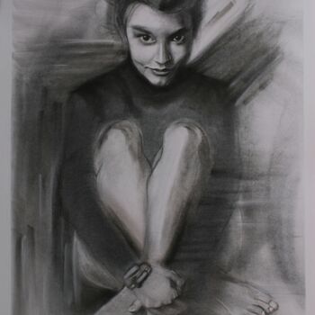 Drawing titled "Angel" by Danut Lucian Tolnacs, Original Artwork, Charcoal