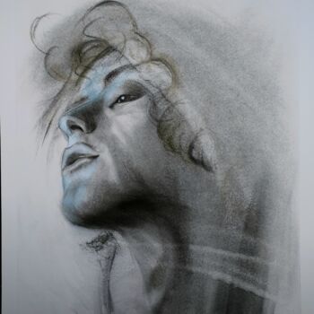 Painting titled "Detached" by Danut Lucian Tolnacs, Original Artwork, Charcoal