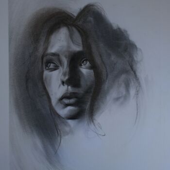 绘画 标题为“Portrait de Femme A…” 由Danut Lucian Tolnacs, 原创艺术品, 木炭