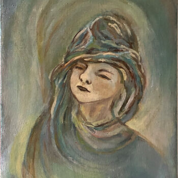 Malarstwo zatytułowany „Portret zamyślona” autorstwa Danuta Elzbieta Czyzyk, Oryginalna praca, Akryl