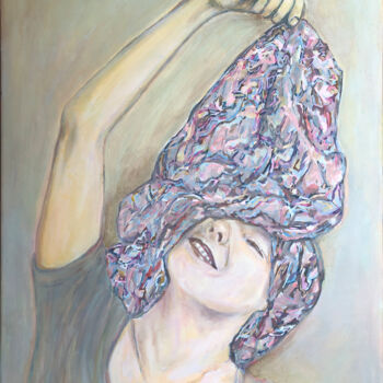Pintura intitulada "Kobieta z chustą" por Danuta Elzbieta Czyzyk, Obras de arte originais, Acrílico