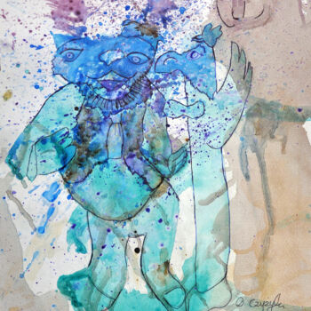 Dessin intitulée "Szepty" par Danuta Elzbieta Czyzyk, Œuvre d'art originale, Aquarelle