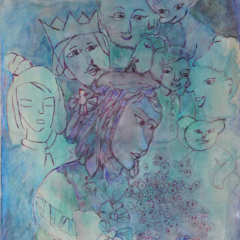 Tekening getiteld "Księżniczka z kwiat…" door Danuta Elzbieta Czyzyk, Origineel Kunstwerk, Aquarel