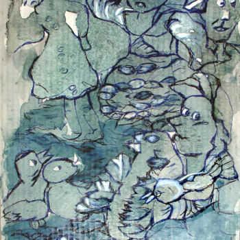 Рисунок под названием "Spotkanie z ptaszka…" - Danuta Elzbieta Czyzyk, Подлинное произведение искусства, Акварель