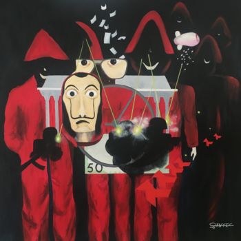 Malerei mit dem Titel "LA CASA DE PAPEL" von Danvec, Original-Kunstwerk, Acryl