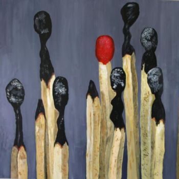 Peinture intitulée "les allumettes" par Daniel Voyé, Œuvre d'art originale