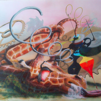 Painting titled "Crazy girafe" by Dany Cash, Original Artwork, Airbrush