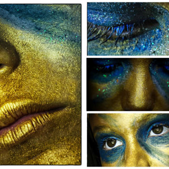 Photographie intitulée "quadri or et bleu" par Dany Desneux, Œuvre d'art originale