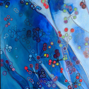 Peinture intitulée "Fleurs bulles" par Dany Masson, Œuvre d'art originale, Huile
